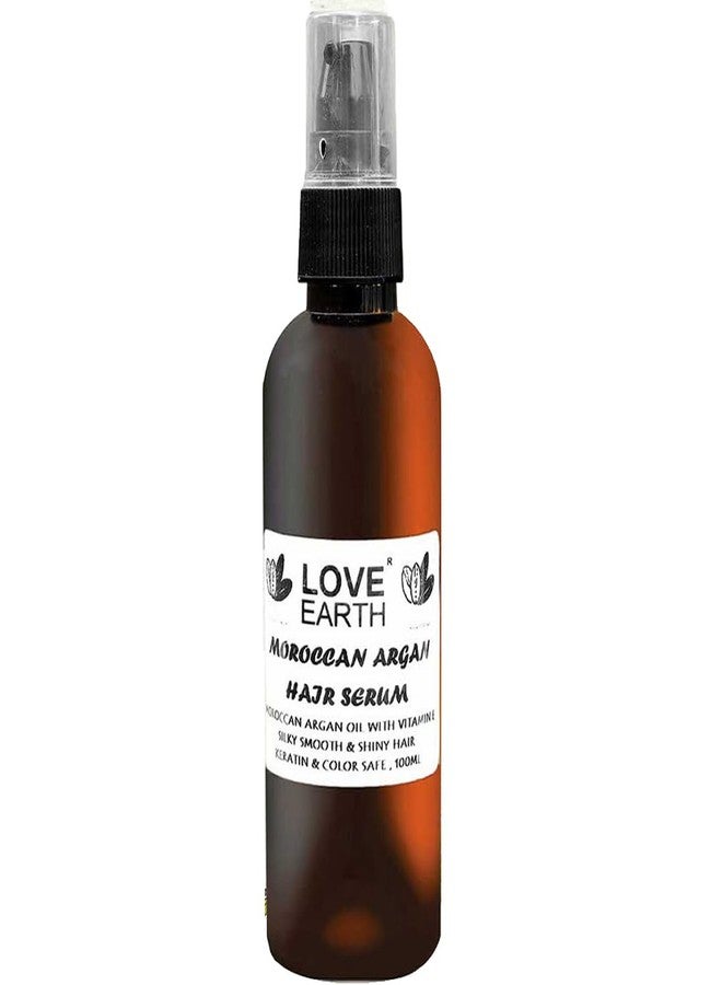 Love Earth Moroccan Argan Hair Serum Enriched With Goodness of Moroccan Argan Oil And Bhringraj For Frizz Free, Smooth & Shiny Hair 100ml - Image 1