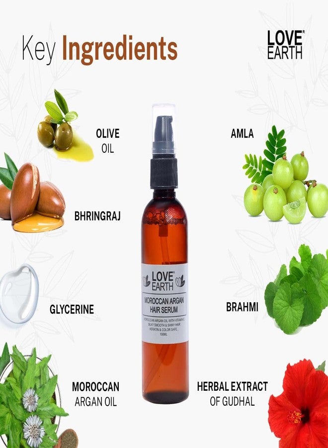 Love Earth Moroccan Argan Hair Serum Enriched With Goodness of Moroccan Argan Oil And Bhringraj For Frizz Free, Smooth & Shiny Hair 100ml - Image 3