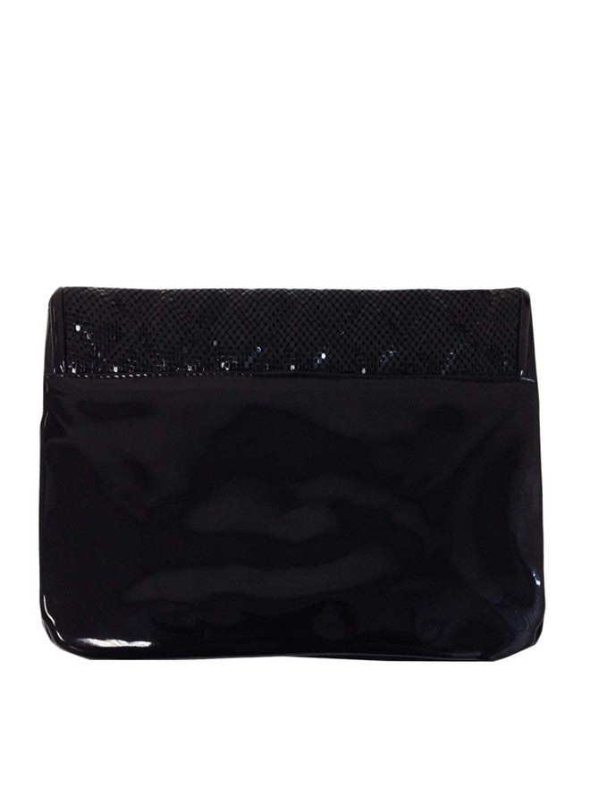 JNB Mesh Patent Envelope Clutch, Black - Image 2