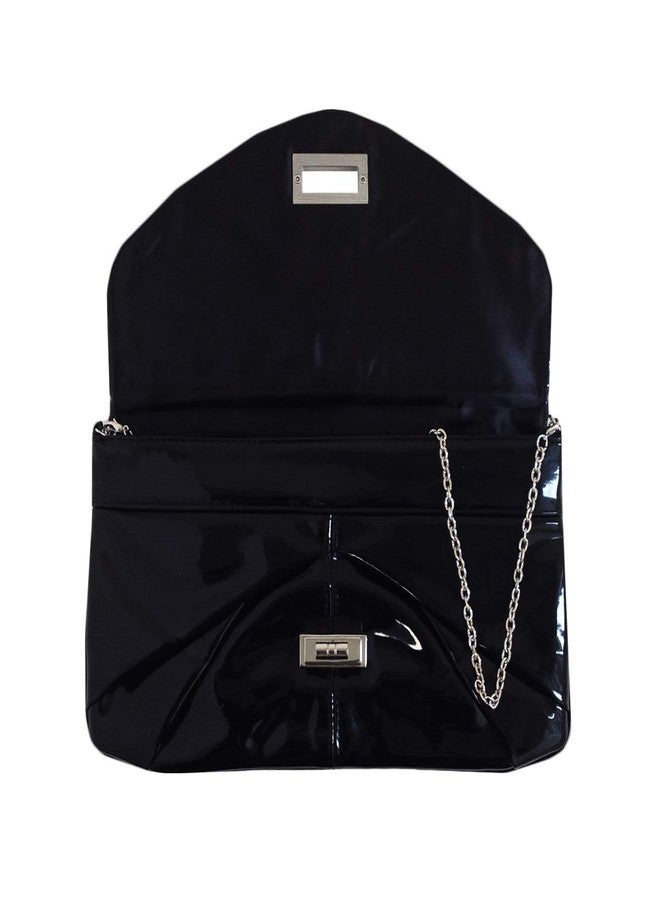 JNB Mesh Patent Envelope Clutch, Black - Image 4