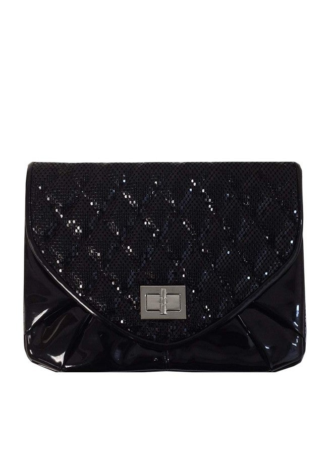 JNB Mesh Patent Envelope Clutch, Black - Image 1