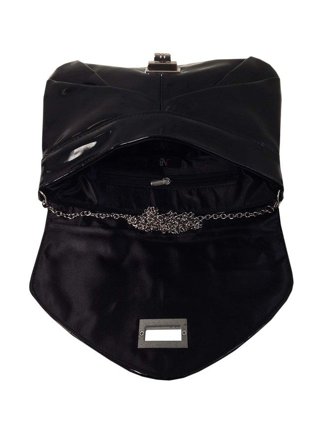 JNB Mesh Patent Envelope Clutch, Black - Image 5