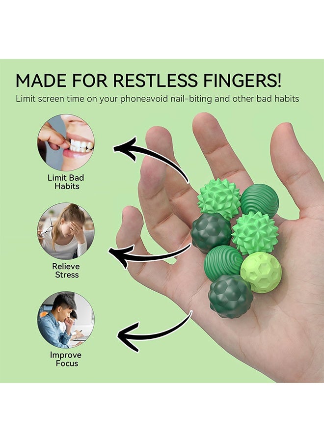 8pcs Silicone Relax Balls - Textured Sensory Fidget Toys for Adults & Teens | Anxiety ADHD Calming Hand Exercise Tools Office, Car Travel Classroom Focus (Multi-Color Set) - Image 2
