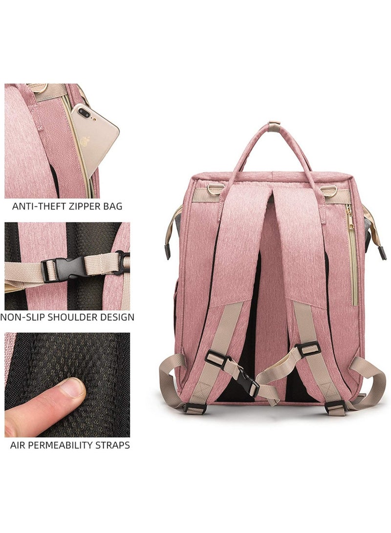 BLOOMING TIME Baby Diaper Bag Backpack, Diaper Bag Multi Function Waterproof Travel Backpack Nappy Bags, Portable Changing Mat and Foldable Cot, Baby Travel Bag for Mum and Dad - Image 2