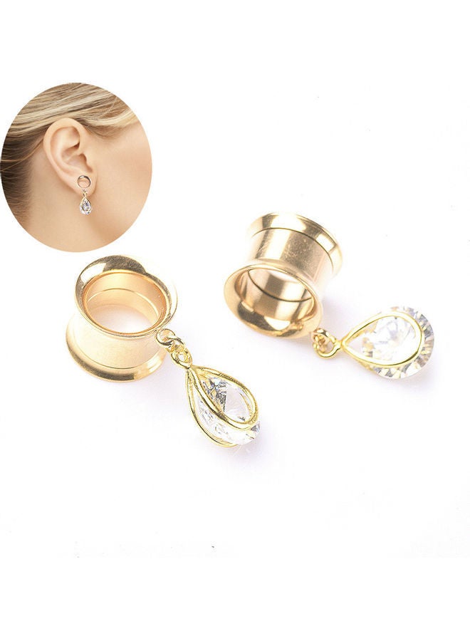 NIBEMINENT Cubic Zirconia Water Drop Ear Plug - Image 2