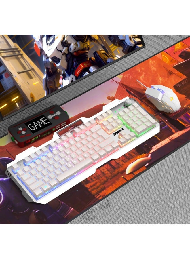No Cable Special Suit Mouse Laptop Feel Computer Desktop Game Home Mechanical Office Typing Keyboard-Colour:No Qingying White Alloy Panel Black Keyboard Qingying Character Glowing Qingying Rotate on + Mouse Qingying No Qingying Package 1