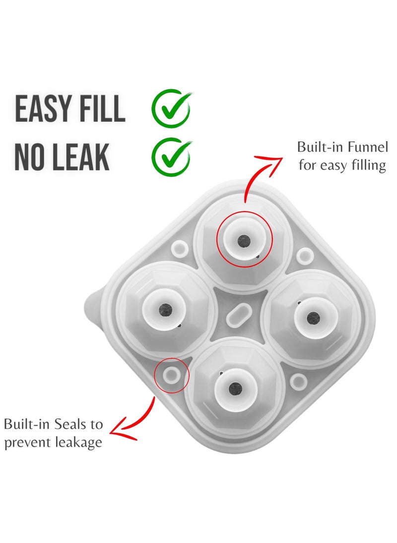 SPRINGWELL - Ice Cube Tray, Large Diamond Ice Cube Mold for Drinks, Cocktail, BPA Free Silicone Ice Maker with Built-in Funnel, Easy Fill and Release Ice Trays for Freezer, Makes 4, 2 inch Diamonds - Image 1
