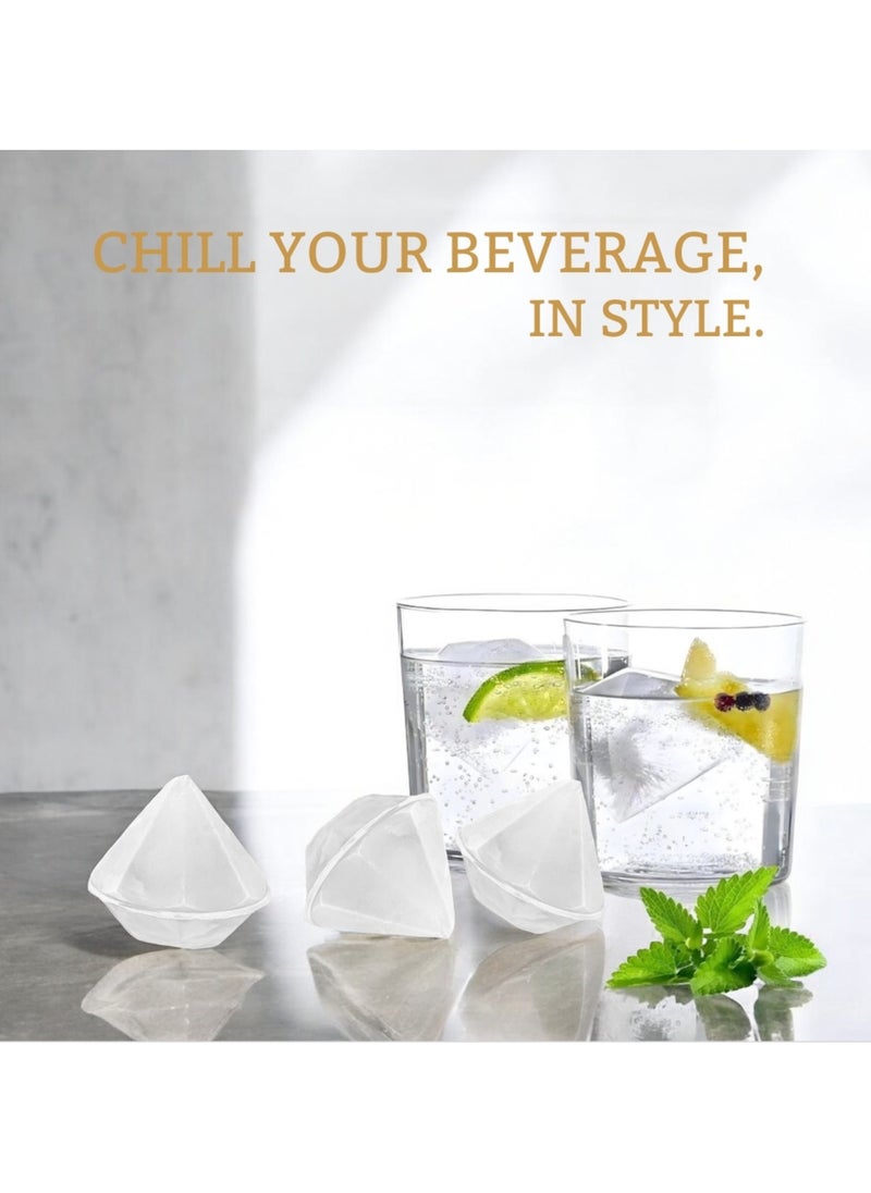 SPRINGWELL - Ice Cube Tray, Large Diamond Ice Cube Mold for Drinks, Cocktail, BPA Free Silicone Ice Maker with Built-in Funnel, Easy Fill and Release Ice Trays for Freezer, Makes 4, 2 inch Diamonds - Image 1