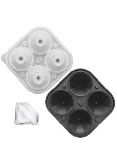 Ice Cube Tray, Large Diamond Ice Cube Mold for Drinks, Cocktail, BPA Free Silicone Ice Maker with Built-in Funnel, Easy Fill and Release Ice Trays for Freezer, Makes 4, 2 inch Diamonds