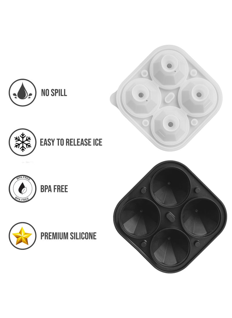 SPRINGWELL - Ice Cube Tray, Large Diamond Ice Cube Mold for Drinks, Cocktail, BPA Free Silicone Ice Maker with Built-in Funnel, Easy Fill and Release Ice Trays for Freezer, Makes 4, 2 inch Diamonds - Image 1