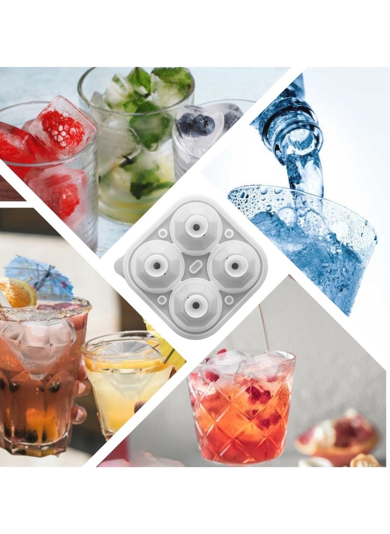 SPRINGWELL - Ice Cube Tray, Large Diamond Ice Cube Mold for Drinks, Cocktail, BPA Free Silicone Ice Maker with Built-in Funnel, Easy Fill and Release Ice Trays for Freezer, Makes 4, 2 inch Diamonds - Image 1