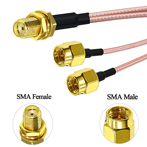 TUOLNK SMA Female to Dual SMA Male Coaxial Cable SMA Splitter Cable 6inch(15cm) Compatible with Wireless &Wired Networks Extension Cable V Type 2 Pack - Image 5