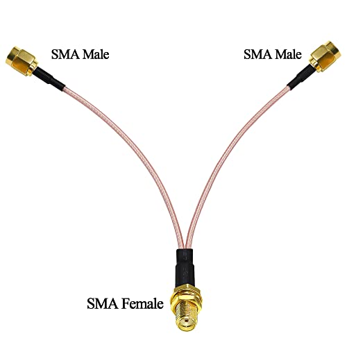 TUOLNK SMA Female to Dual SMA Male Coaxial Cable SMA Splitter Cable 6inch(15cm) Compatible with Wireless &Wired Networks Extension Cable V Type 2 Pack - Image 4