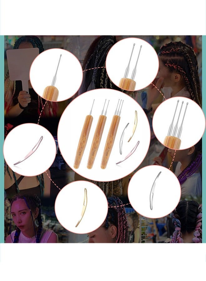 6 قطع Dreadlocks أداة خطاف الكروشيه ، إبر الكروشيه تشمل 3 قطع ضفائر الكروشيه 1 هوك 2 خطافات 3 خطافات للشعر الفزع جديلة النسيج الحرفية 2 قطعة أداة قفل الشعر - Image 4