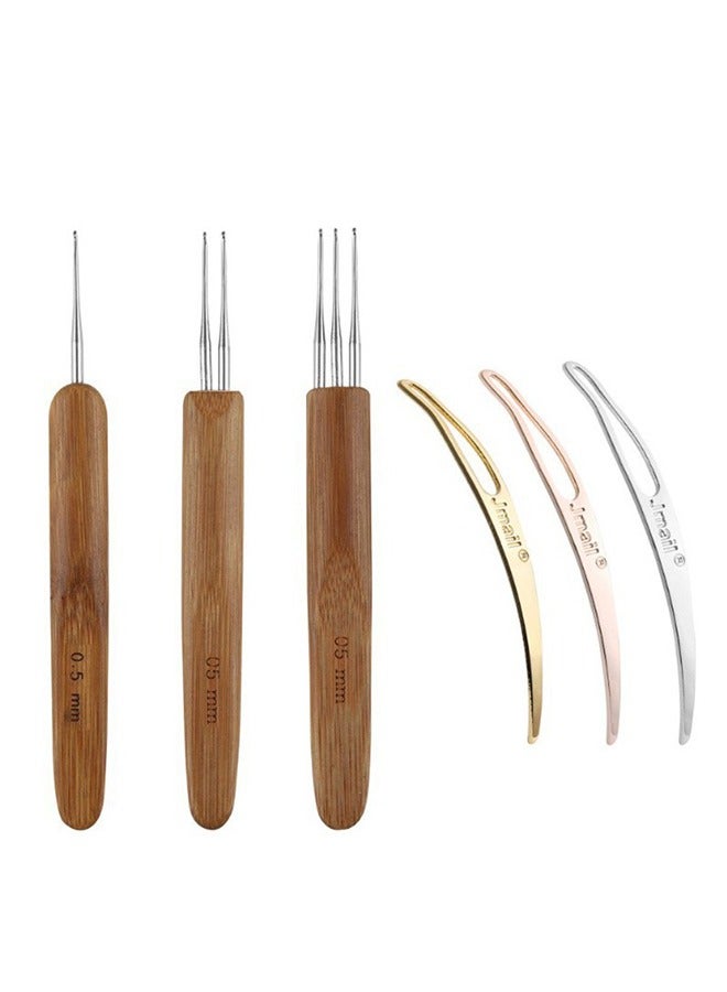 6 قطع Dreadlocks أداة خطاف الكروشيه ، إبر الكروشيه تشمل 3 قطع ضفائر الكروشيه 1 هوك 2 خطافات 3 خطافات للشعر الفزع جديلة النسيج الحرفية 2 قطعة أداة قفل الشعر - Image 1