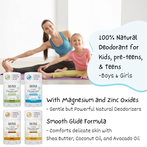 MONA UNSCENTED 100% Natural Deodorant for Kids, Preteens & Teens | Hypoallergenic & Vegan | No Baking Soda, Synthetic Scents or Aluminum | Safe for Kids with Sensitive Skin | (UNSCENTED 1.76 Oz) - Image 4