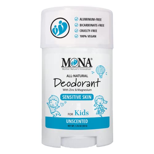 MONA UNSCENTED 100% Natural Deodorant for Kids, Preteens & Teens | Hypoallergenic & Vegan | No Baking Soda, Synthetic Scents or Aluminum | Safe for Kids with Sensitive Skin | (UNSCENTED 1.76 Oz) - Image 1