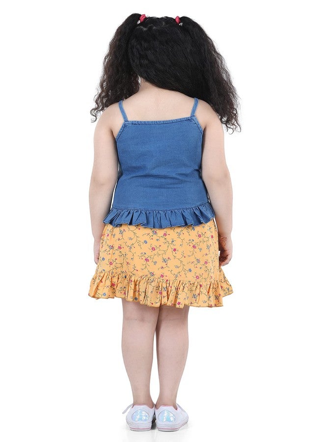 Adiva Girls Sleeveless Top & Skirt Set (Yellow, 12-18 Months) - Image 2