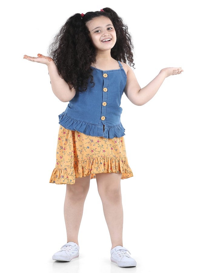 Adiva Girls Sleeveless Top & Skirt Set (Yellow, 12-18 Months) - Image 5