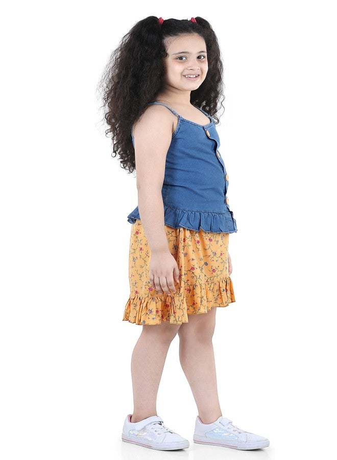 Adiva Girls Sleeveless Top & Skirt Set (Yellow, 12-18 Months) - Image 3