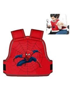 Snowie Soft SNOWIE SOFT® Spider Man Kids Safety Belt for Two Wheeler with Reflective Strips, Portable Car Seat Safety Belt for Kids Bike Scooty, Kids Belt for Bike Ride Harness, Adjustable Safety Harness for Boys  - Image 1