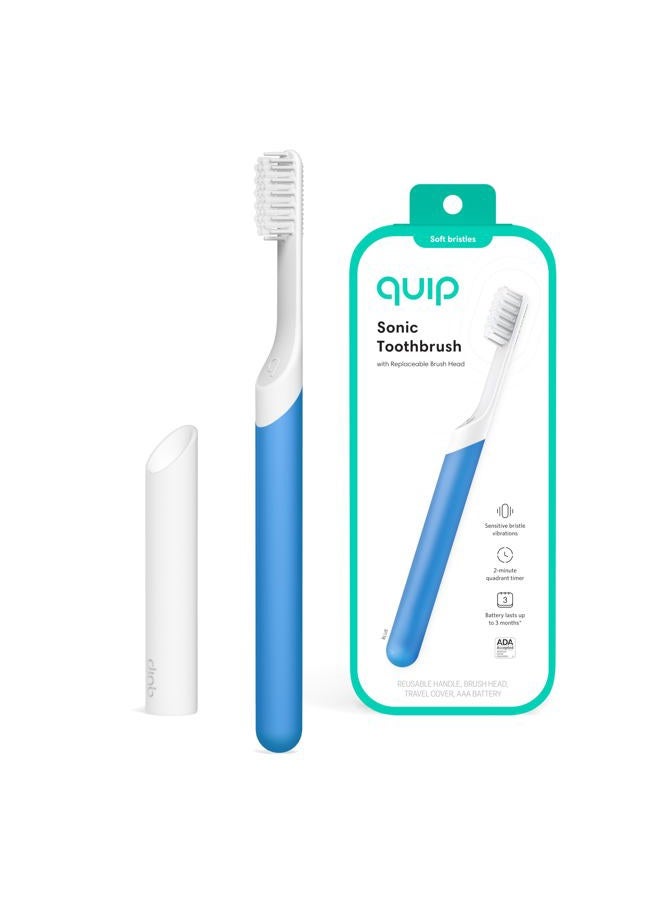 quip Electric Toothbrush - Blue Color - Electric Brush and Travel Cover Mount - Frustration Free Packaging - Image 1