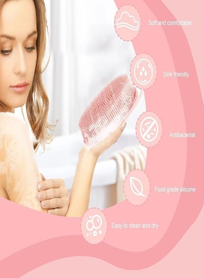 BROCCOLIN Silicone Body Scrubber - Exfoliating Silicone Bath Brush for Glowing Skin, Long-Lasting Shower Loofah, Hygienic Body Brush Lathers Well - Gentle & Durable - Pink - Image 3