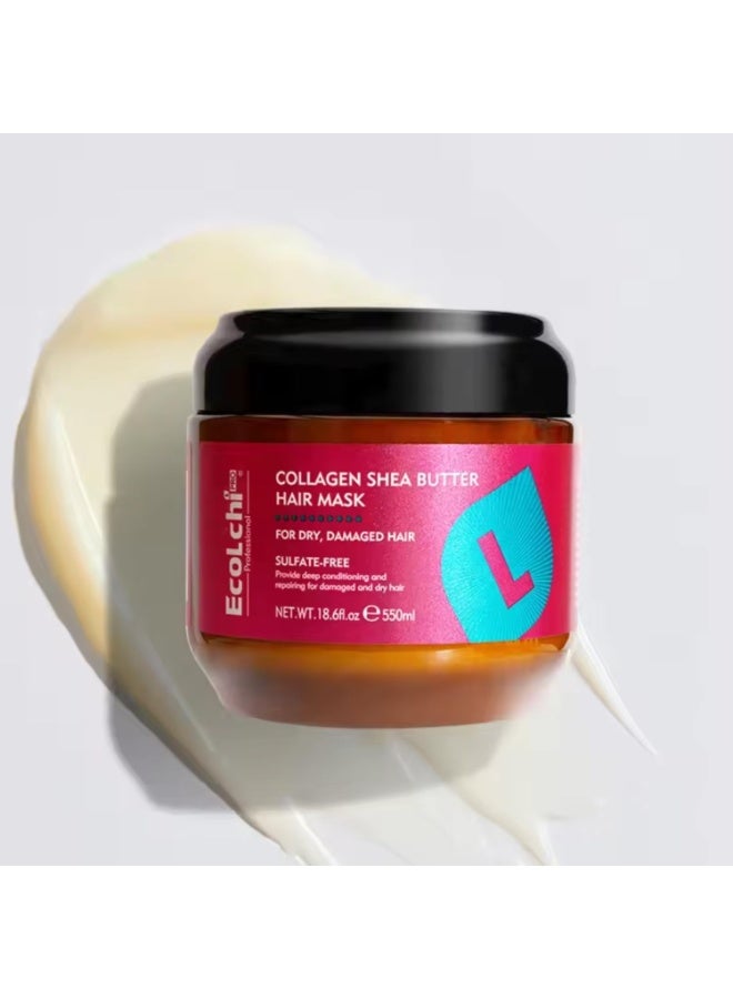 Ecolchi Collagen Hair Mask Deep Repair Conditioning Collagen Shea Butter Hair Treatment for Dry and Damaged Hair All Hair Types 18.6 oz 550ml - Image 4