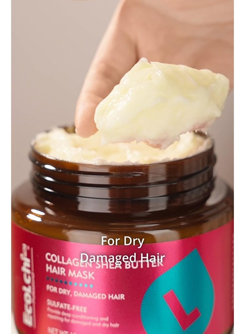 Ecolchi Collagen Hair Mask Deep Repair Conditioning Collagen Shea Butter Hair Treatment for Dry and Damaged Hair All Hair Types 18.6 oz 550ml - Image 3