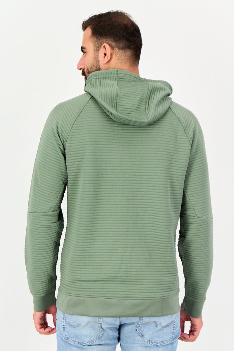 Apana Men Solid Long Sleeve Hoodie, Sage Green - Image 3