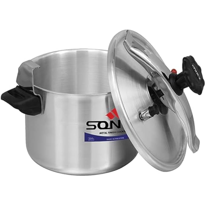SONEX Classic 11L Pressure Cooker  HighGrade Aluminium Advanced Safety Valve Metal Finish Fast  Even Cooking Dishwasher Safe - Image 3