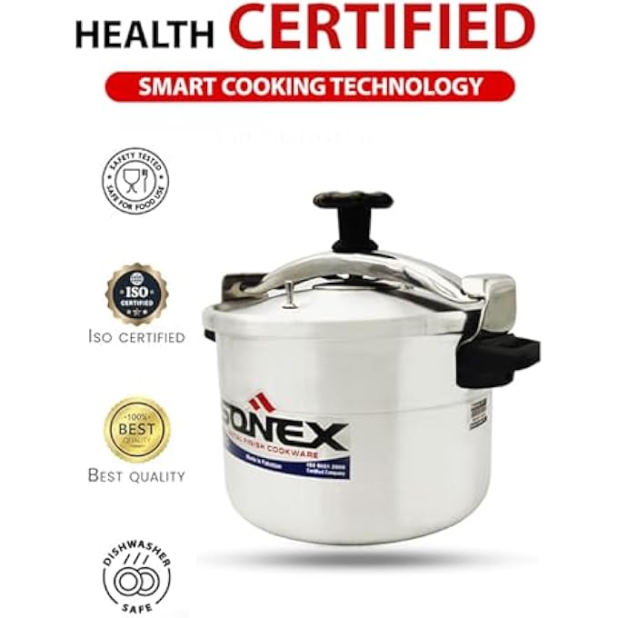 SONEX Classic 11L Pressure Cooker  HighGrade Aluminium Advanced Safety Valve Metal Finish Fast  Even Cooking Dishwasher Safe - Image 4