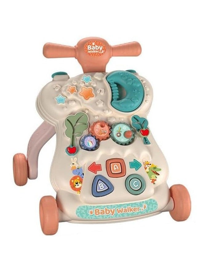 Multifunctional Smart Baby Walker With Heightened Backrest, Removable Toys And Tray, Mute Wheels Anti-Rollover, 6 - 12 Months