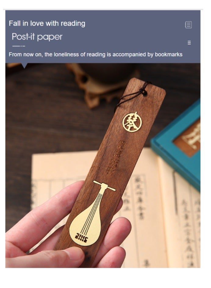 general Chinese style national trend musical instrument painting and calligraphy wooden bookmarks classical classic festival creative high-end gift set - four-piece gift box set - Image 4