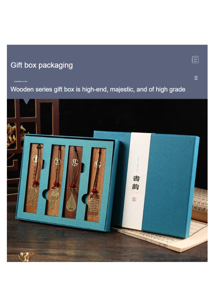 general Chinese style national trend musical instrument painting and calligraphy wooden bookmarks classical classic festival creative high-end gift set - four-piece gift box set - Image 5