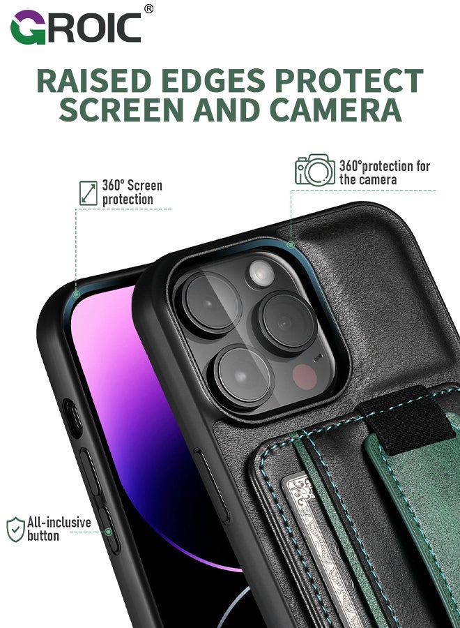 GROIC Design for iPhone 15 Pro Max Phone Case with Adjustable Wrist Strap Kickstand Protective Cover,Card Slot Slim Shockproof Phone Shell  for iPhone 15 Pro Max 6.7 inch - Image 5