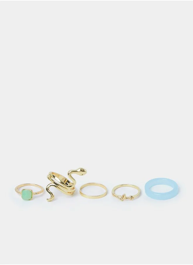 ستايلي Set of 5 - Snake Style Assorted Rings