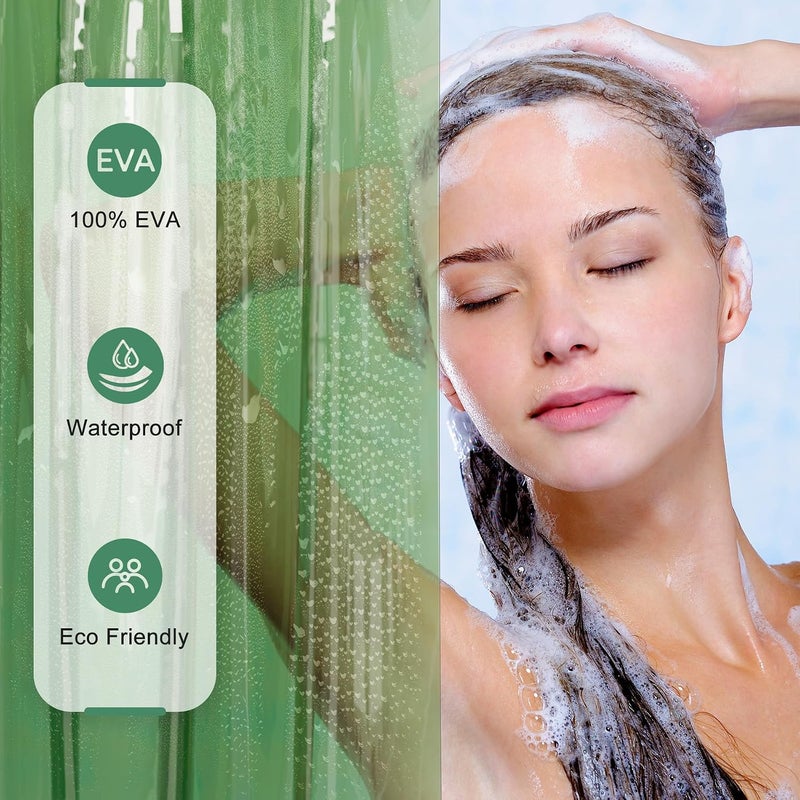 AmazerBath 100% EVA Clear Pine Green Heavy Duty Shower Curtain Liner, 72x72 with Weighted Stones and Rustproof Grommets - Image 5