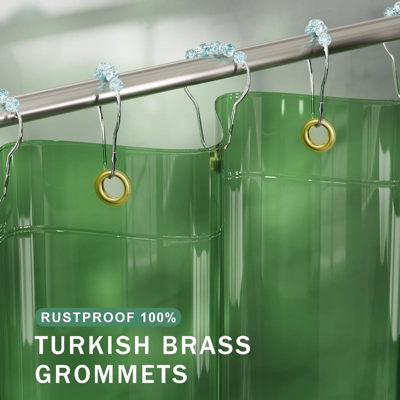 AmazerBath 100% EVA Clear Pine Green Heavy Duty Shower Curtain Liner, 72x72 with Weighted Stones and Rustproof Grommets - Image 4