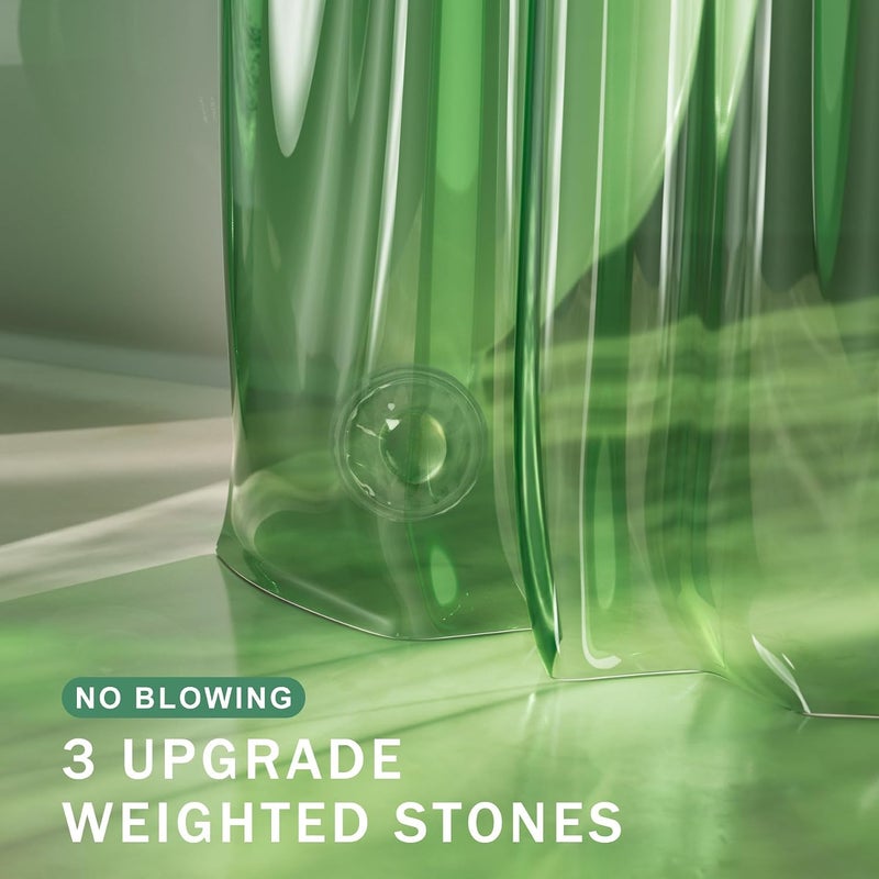 AmazerBath 100% EVA Clear Pine Green Heavy Duty Shower Curtain Liner, 72x72 with Weighted Stones and Rustproof Grommets - Image 3