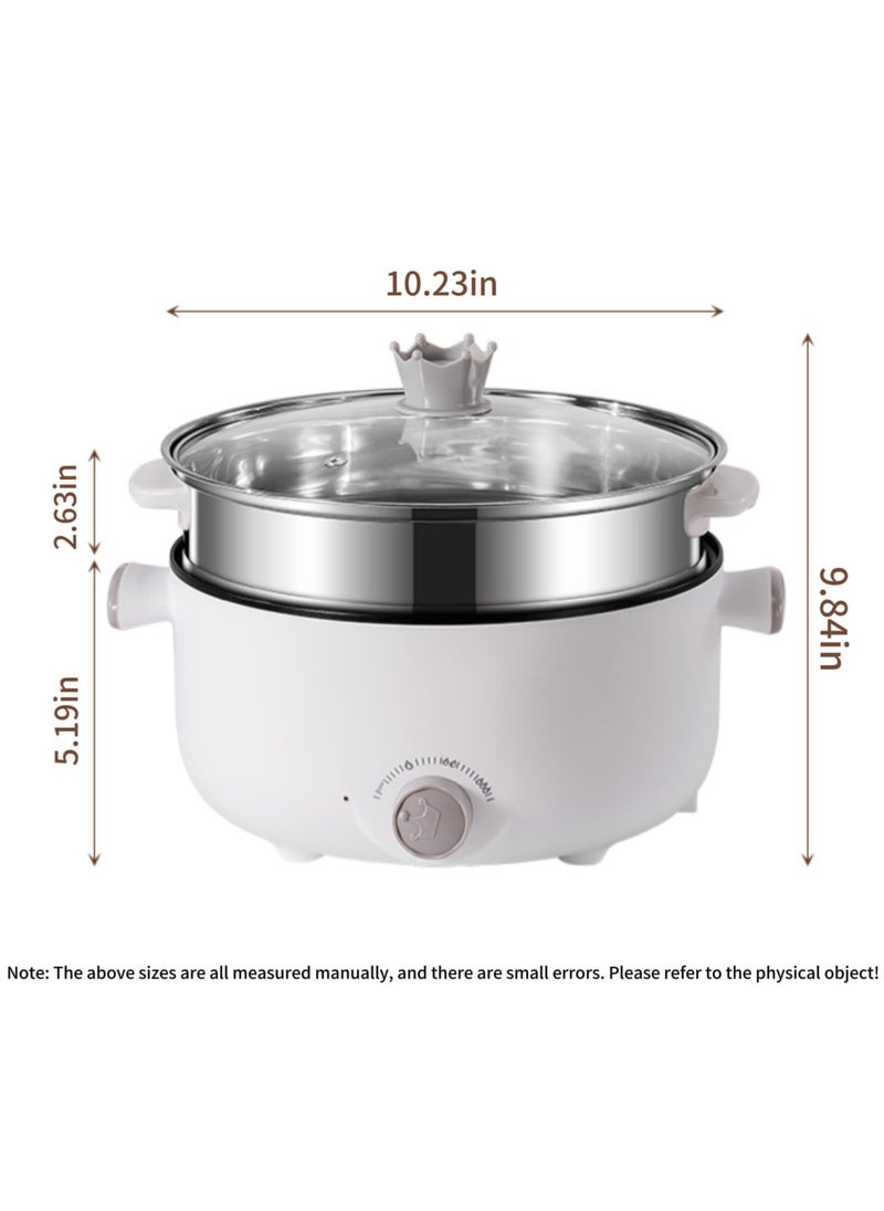 XiuWoo 3.5L Electric Hot Pot with steamer basket, Nonstick Electric pot Dual Power Temperature Control, for Shabu, Noodles, Sauté, Suitable for dormitories, office, camping, home, white  - Image 3