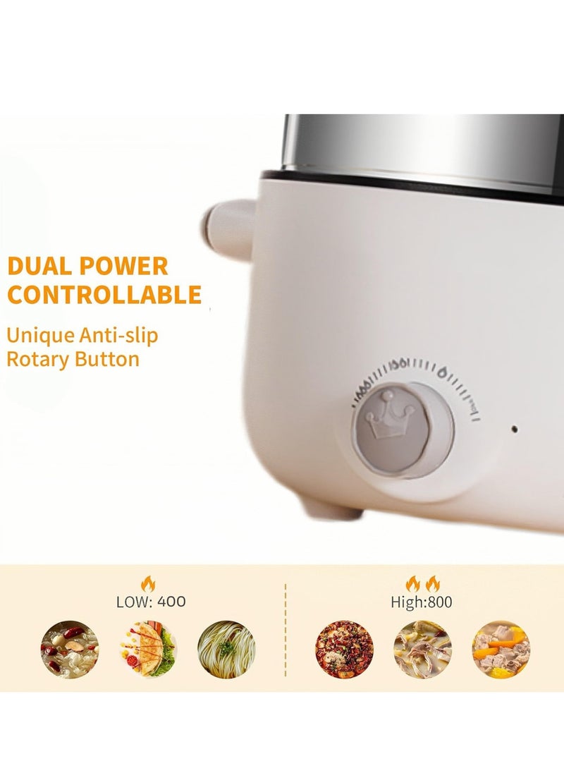 XiuWoo 3.5L Electric Hot Pot with steamer basket, Nonstick Electric pot Dual Power Temperature Control, for Shabu, Noodles, Sauté, Suitable for dormitories, office, camping, home, white  - Image 5