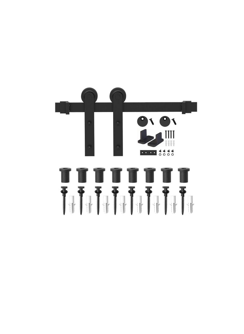 Robustline Black Straight Design Sliding Roller Barn Single Wood Door Hardware Closet Track Kit Set (3 Mtr / 10 Foot) - Image 3