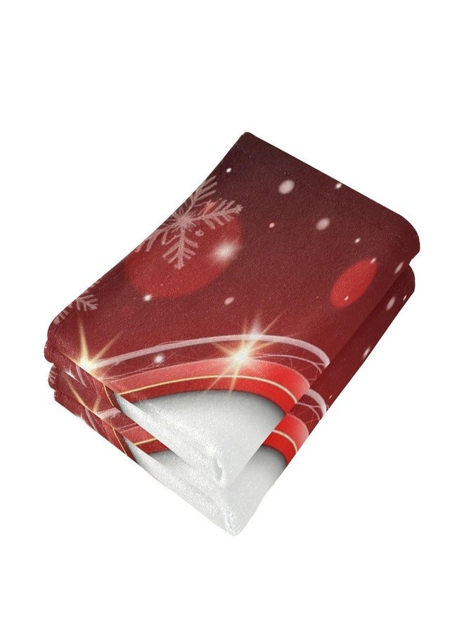 Pfrewn Christmas Bells Bow Hand Towel Set of 2 Red Snowflakes Golden Glitter Bathroom Towel 16x30 in Soft Absorbent Small Guest Towels Hanging Kitchen Dish Towel Xmas Holiday Decor Gifts - Image 4