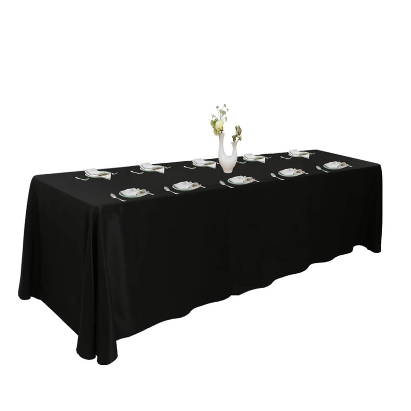 Urby Extra Large Table Cloths 8ft Rectangle Tables That Seats 810 Person Ideal for Events Like Banquet Weddings and Restaurants Machine Washable Reuseable Black 90x156in