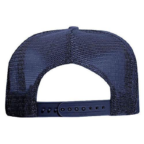 OTTO Polyester Foam Front 5 Panel High Crown Mesh Back Trucker Hat - Navy - Image 4