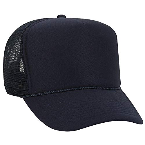 OTTO Polyester Foam Front 5 Panel High Crown Mesh Back Trucker Hat - Navy - Image 1