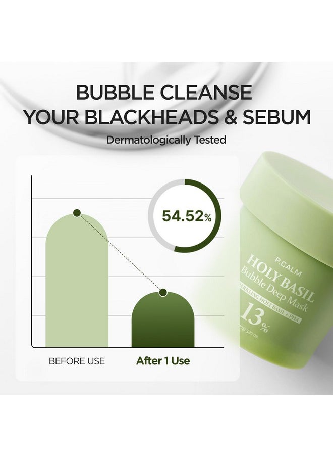 P.CALM P.CALM Holy Basil Bubble Deep Mask 90g | Korean Pore Clearing Wash Off Mask | Blackhead & Sebum Care for Sensitive Skin  - Image 4