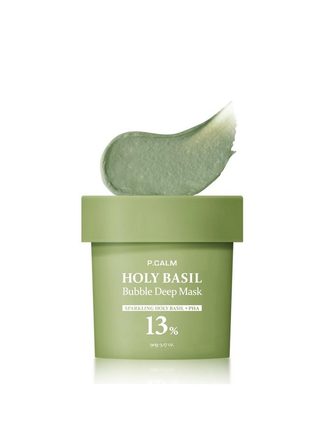 P.CALM P.CALM Holy Basil Bubble Deep Mask 90g | Korean Pore Clearing Wash Off Mask | Blackhead & Sebum Care for Sensitive Skin  - Image 1