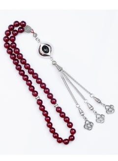 سبحتي  مسبحة معدنية و حجر Red chalcedony | الخرز 8 ملي -عدد الحرز 45  - Image 2